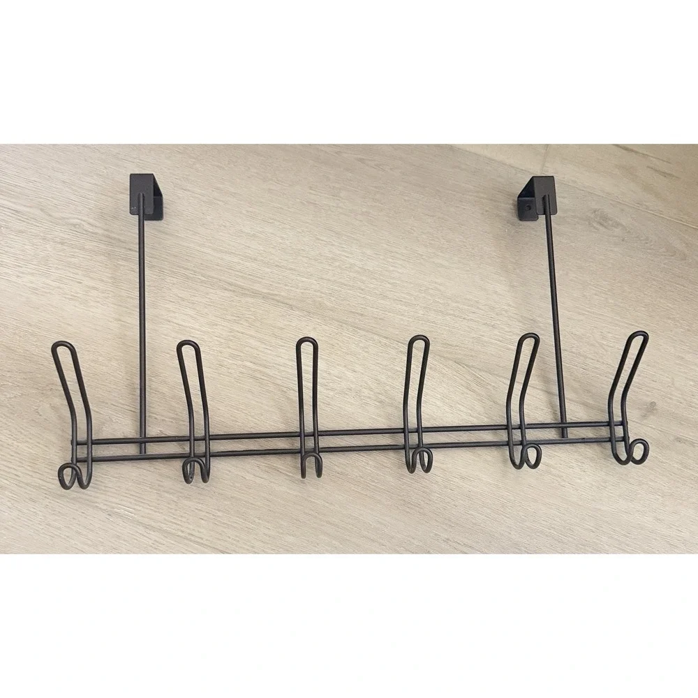 6 Over The Door Hook Black - Threshold: Steel, Powder-Coated, No Assembly